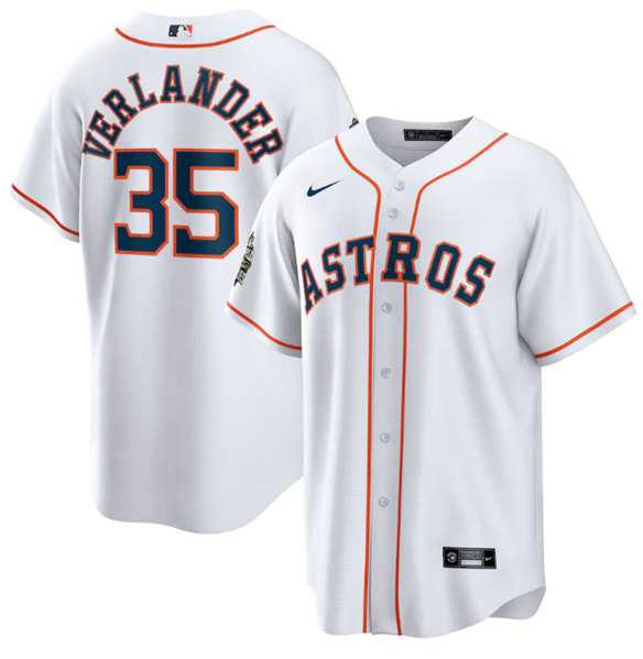 Mens Houston Astros #35 Justin Verlander White 2022 World Series Home Stitched Baseball Jersey